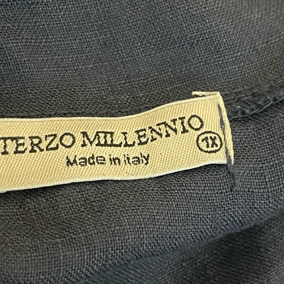 Terzo Millennio Sleeveless Blue 100% Linen Dressed w/Knit Insets, Sixe 1X - Picture 7 of 9
